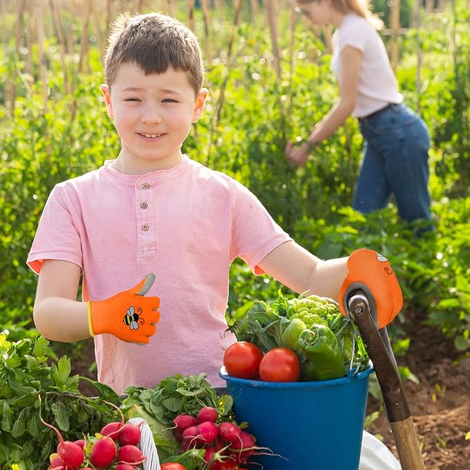 12 Pairs Kids Gardening Gloves Children Yard Work Glove Rubber Coated Garden Gloves for Girls Boys Toddlers Youth Outdoor (Small (Age 3-5))