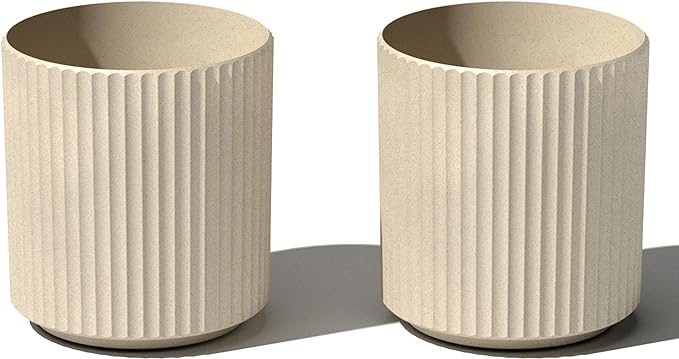 Veradek Demi Series Round Planter for Porch, Patio, Backyard | Durable Plastic-Stone Composite Material | Modern Décor for Tall Plants, Flowers