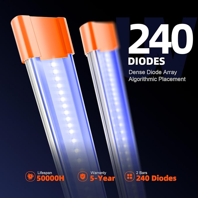 Spider Farmer 2026 Upgraded UV60 & IR30 LED Grow Light, 365-370nm UV & 730-745nm IR Supplemental Light for Indoor Plants, 2x4, 5x5 Grow Tents, 35.4" Long Bars Set