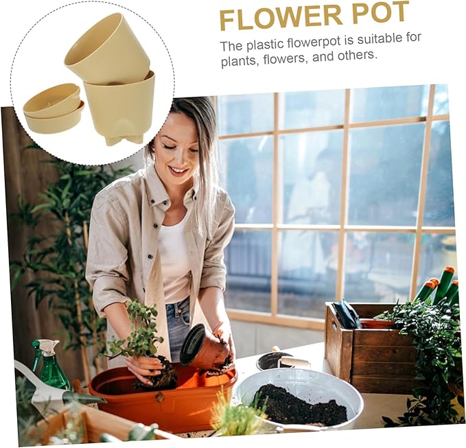 GANAZONO 1set Self-Watering for Indoor and Outdoor Use Automatic Watering Flowerpots for Home Office and Garden Drainage Modern Design for Easy Plant Care