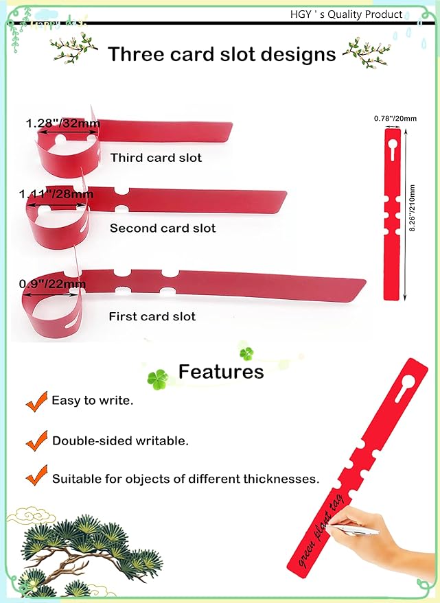 DaTpuik 100Pcs Green Plant Tags Wrap Around Tree Tags Markers, Removable,Adjustable Garden Labels Plant Tags(8.27"x0.8", Green)