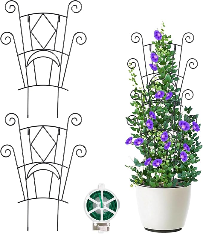 Yhtpouqe Stackable Plant Support Stakes, 2 Pack Metal Twig Plants Trellis for Indoor and Outdoor Use, Garden Accessories for House Potted Flower Monstera Trumpets 15.35 inch