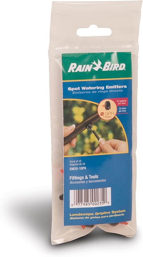 Rain Bird SW10/10PS Drip Irrigation Spot Watering Dripper/Emitter, 1 Gallon Per Hour, 10-Pack