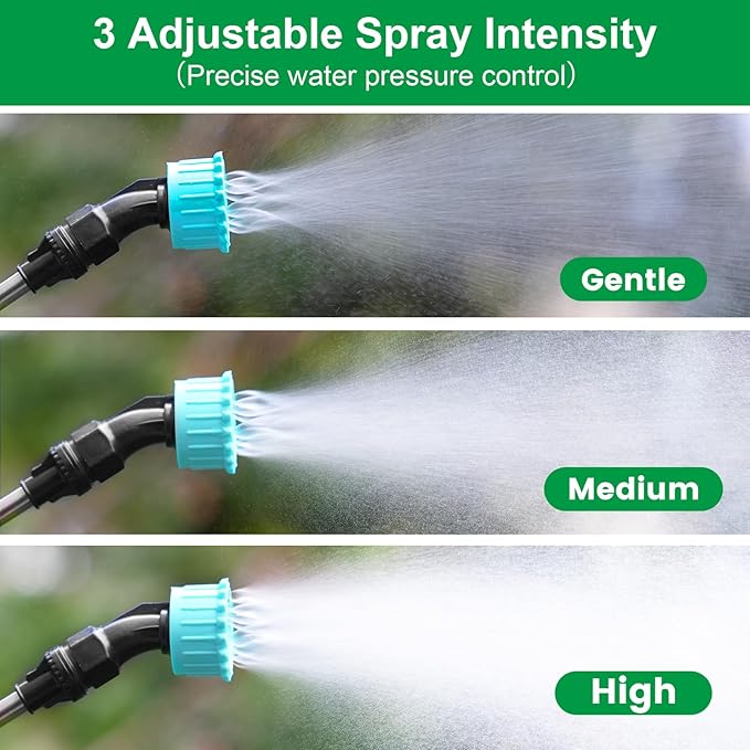 SideKing 23.6" Battery Powered Sprayer Wand, 2025 Upgraded Electric Sprayer Telescopic Wand with 3 Spray Forces, Battery Indicator, 16.4FT Hose, 3 Mist Nozzles for Lawn and Garden