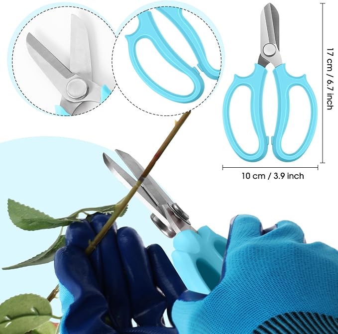 WILLBOND Floral Arrangement Kit, Valentine Rose Thorn Stripper Tool Garden Pruning Shears Scissors Rose Thorn Remover Pruner Trimmer Gloves Tapes Florist Garden Tool Gift Kit for Women(Blue)