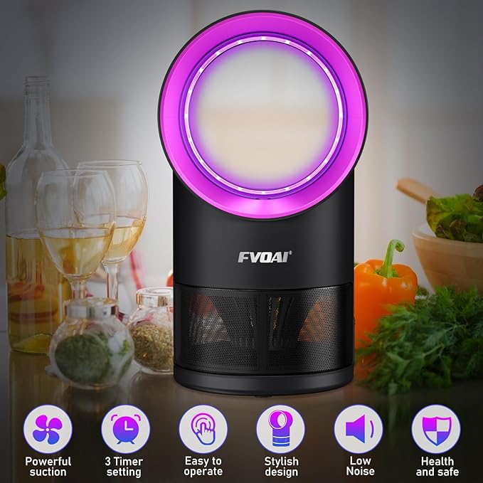FVOAI Fruit Fly Trap for Indoors, Fly Traps for Home Gnat Traps House Indoor, Indoor Insect Trap with Time Setting, 10 Sticky Glue Boards (Pink)