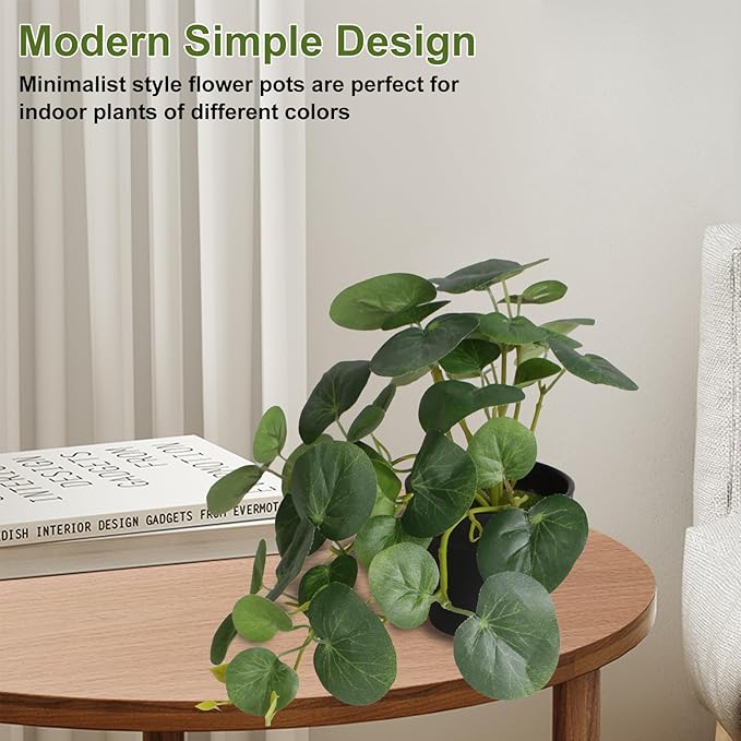 Yoratee Artificial Plants Set of 4 Fake Comosum Potted Plant with Black Pot Greenery Decor for Indoor Home Porch Garden Bathroom Décor