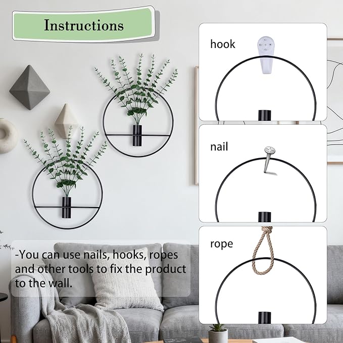 GREENTIME 2 Packs Hanging Planters with 15in Artificial Eucalyptus Plants for Indoor Outdoor Home Bathroom Living Room Wall Decor