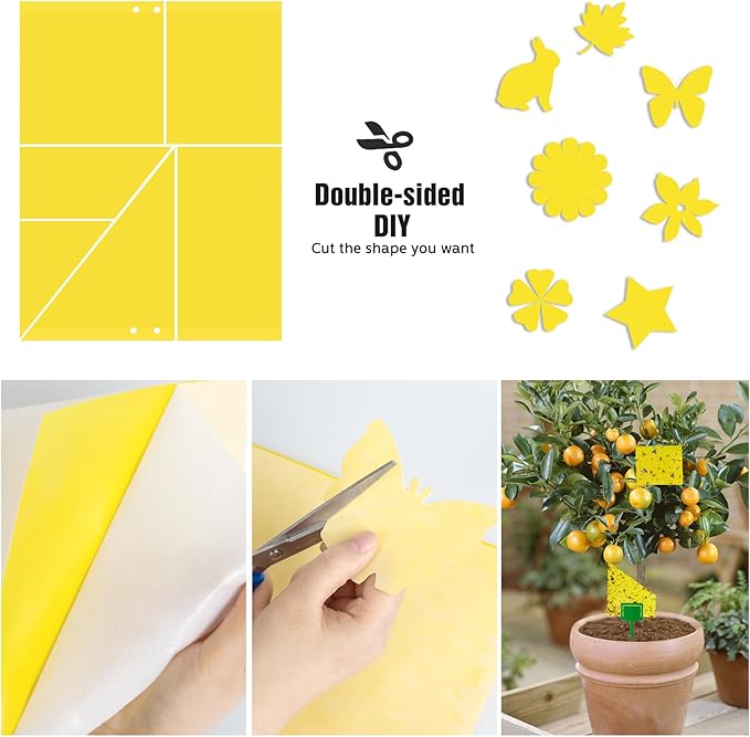 60 Pack Yellow Sticky Traps for Gnats Fruit Fly Traps for Indoors, Fungus Gnat Traps for House Indoor Fly Paper Indoor for Gnats Killer Indoor Trap
