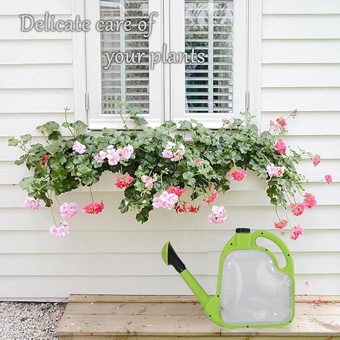 Foldable Watering Can 0.8 Gallon Transparent Plastic with Long Spout & Ergonomic Handle, Compact for Indoor Outdoor Plants（Green）