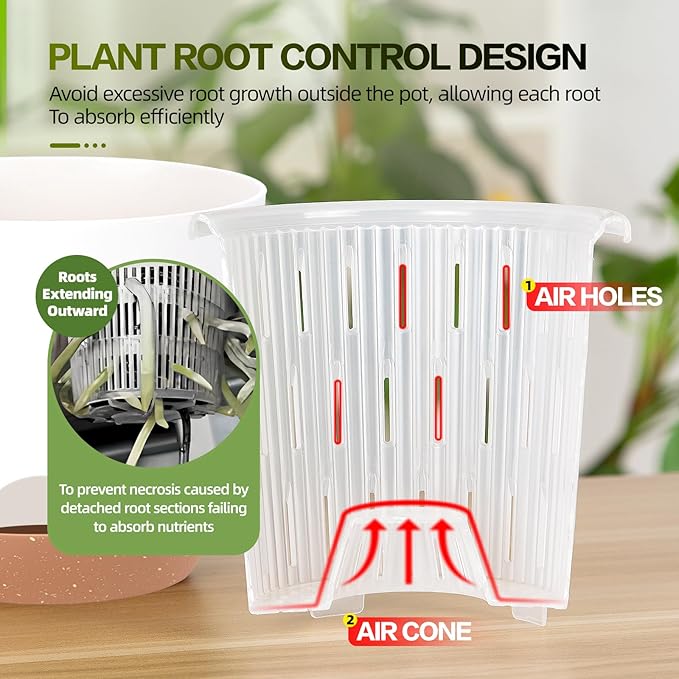 7.2 Inch Self Watering Orchid Pots for Indoor Plants,Macetas para Orqudeas,Flower Pots for Indoor Plants with Holes（White）