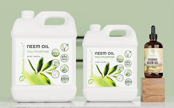 Premium Nature Organic Neem Seed Oil Bundle - 4 oz Glass Dropper + 16 oz Multipurpose Refill, Cold Pressed, Unrefined, 100% Natural