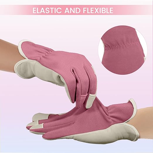 Gardening Gloves, Garden Gloves for Women and Men, Thorn Proof Working Gloves, Durable Leather Work Garden Gloves for Yard & Outdoor Work, Purple, L