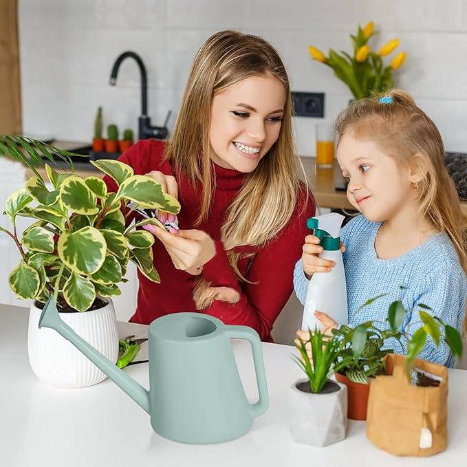 ZXJ Grip Plant Watering Can - for Indoor and Outdoor Home Garden Plants - with Long Spout - Light Green - 1/2 Gallon