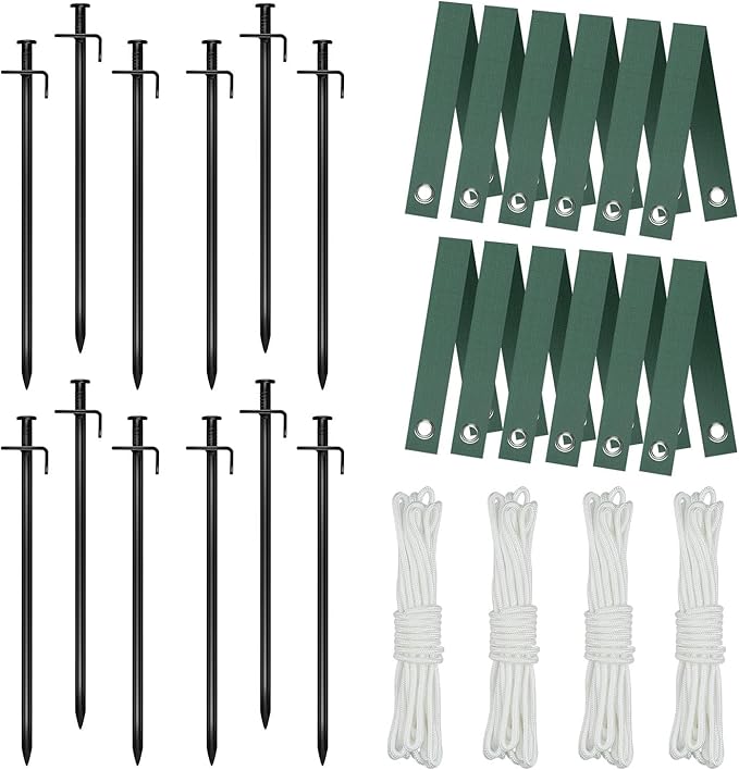 Tree Stake Kit, Heavy Duty Steel 11.8 Inch Steel Tree Stakes and Supports for Young Tree Anti Strong Wind, Leaning Tree Anchor Straightening Kit (4)