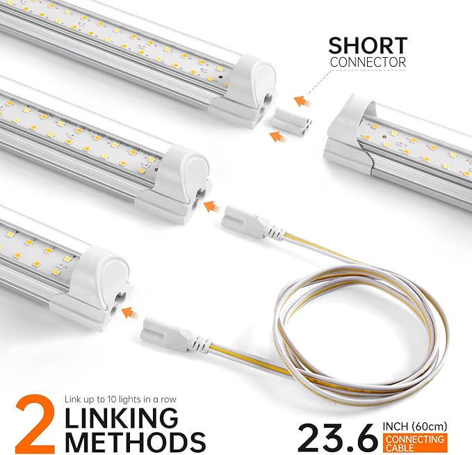 Bstrip T8 Grow Light, 1.4FT 108W (6 x 18W) Plant Lights for Indoor Growing, Full Spectrum with 660nm Red LEDs, 3467K, Ideal for Indoor Plants, Greenhouse, Linkable Design with On/Off Switch, 6-Pack