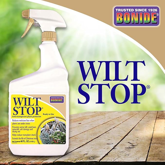 Bonide Wilt Stop, 40 oz Ready-to-Use Spray Anti-Transpirant Plant Protector, Long Lasting Effects, Extend the Life of Plants