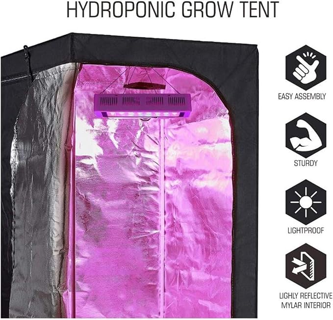 Plant Grow Tent, Home Use Hydroponic Plant Grow Tent with Observation Window and Floor Tray, 80x80x160cm High Density 600D Waterproof Oxford Cloth Grow Tent for Indoor Growing