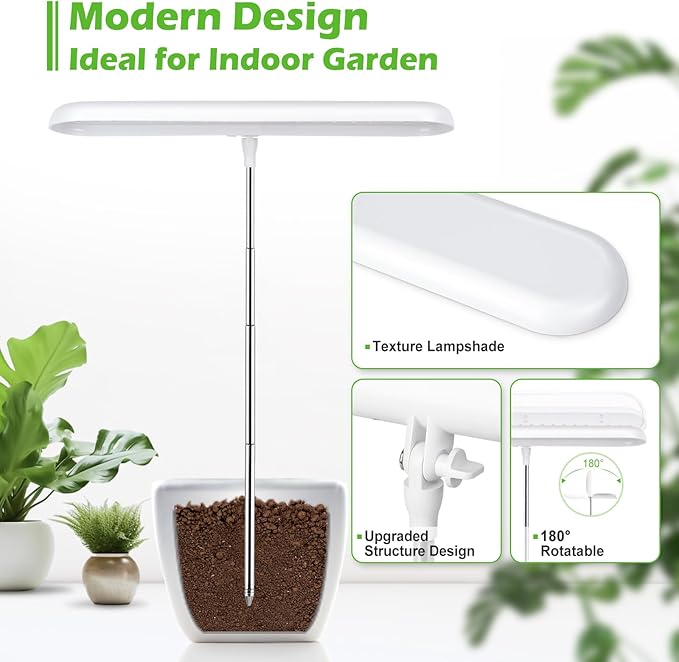 FOXGARDEN Grow Light, Full Spectrum LED Grow Lamp, Plant Lights for Indoor，Auto Timer 4/8/12H, 4 Dimmable, Height Adjustable 8.5"-24", Growing Lights 2 Pack