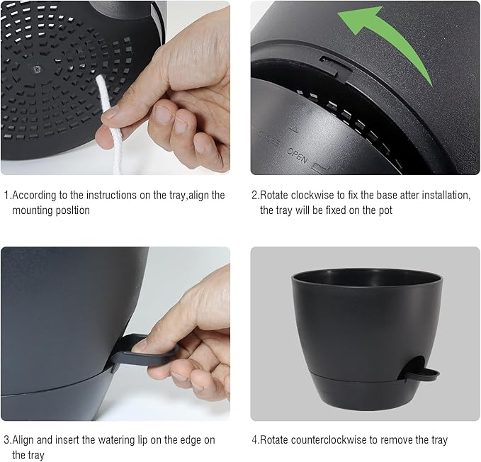 UOUZ Large Self Watering Pots, 12/10/9 Plastic Planters with High Drainage Holes and Deep Reservoir for Indoor Outdoor Garden Plants and Flowers, Black