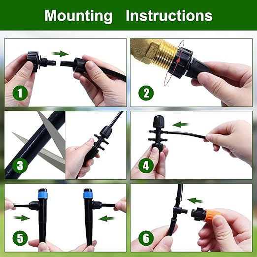 260 FT Drip Irrigation System Kit, Automatic Garden Watering System with 2/5" & 1/4" Tube for Greenhouse, Lawn, Raised Bed, Micro Misting Plant Sprinkler System, Adjustable Drip Emitters