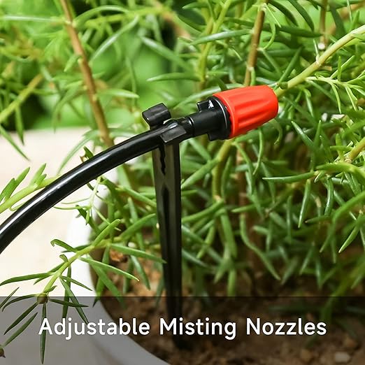 50 Pcs Drip Irrigation Spray Emitters, Adjustable Atomizing Nozzles,1/4 Inch Drip Irrigation Parts Sprayers Drippers for Garden Greenhouse Agricultural Irrigation Patio Misting
