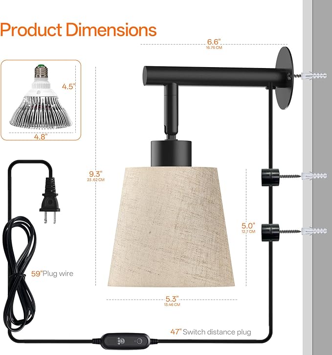Bstrip Hanging Grow Lights for Indoor Plants, 25W Full Spectrum, 4H/9H/14H Timer, 3000K Wall-Mounted Decorative Plant Light with 9.8FT Power Cord, Ideal for Tall Plants, Flowers and Potted Trees