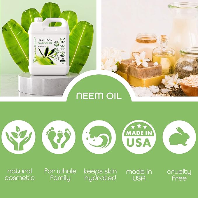 Premium Nature Organic Neem Oil for Skin and Hair Need Oil 100% Pure Cold Pressed for Essential Oil Mixing Neem Oils for Plants Neem Cake Massage Oil Neems Spray for Indoor Plants 16 oz