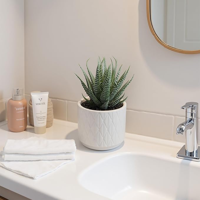Jahe Aloe Plant Artificial Plants Indoor, 6.7'' High Faux Plants Indoor, Realistic Looking Artificial Succulent in Ceramic Pot, As a Gift for Women, Suitable for Room, Bathroom, Living Room, 1 Pack