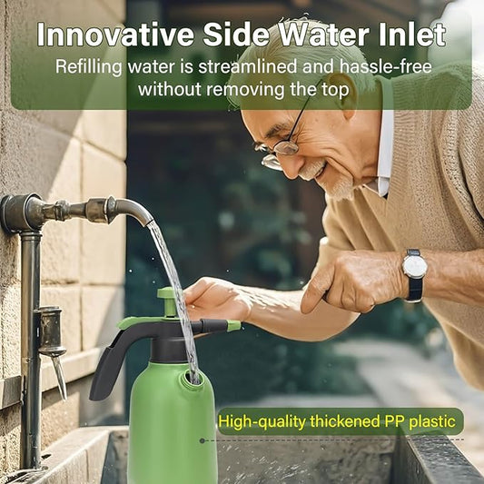 0.5 Gallon Hand Pump Sprayer for Garden Plant and Cleaning with 2 Adjustable Nozzle and Side Water Inlet & Safety Valve