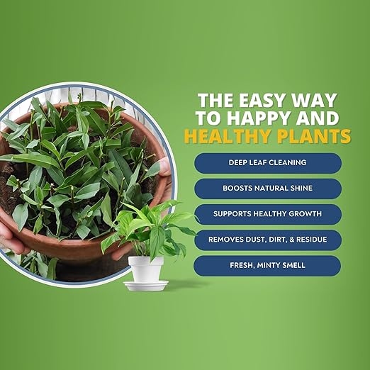 Plant Wash Spray – Neem Oil & Peppermint Oil Formula – Cleans & ConditionsLeaves, Removes Dust & Residue – Indoor & Outdoor Plant Care, Leaf Cleaner for Healthy, Vibrant Foliage Ready to use Spray