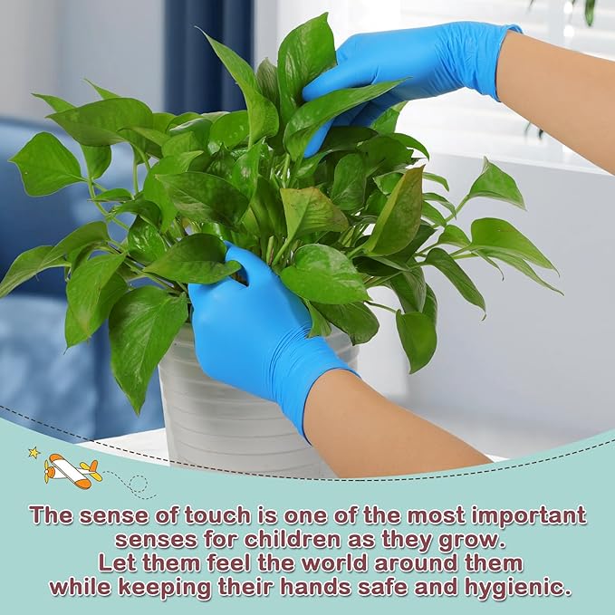 Kids Disposable Nitrile Gloves for 4-10 Years, Suitable for Cooking, Gardening, Painting, Powder and Latex Free-100 PCS