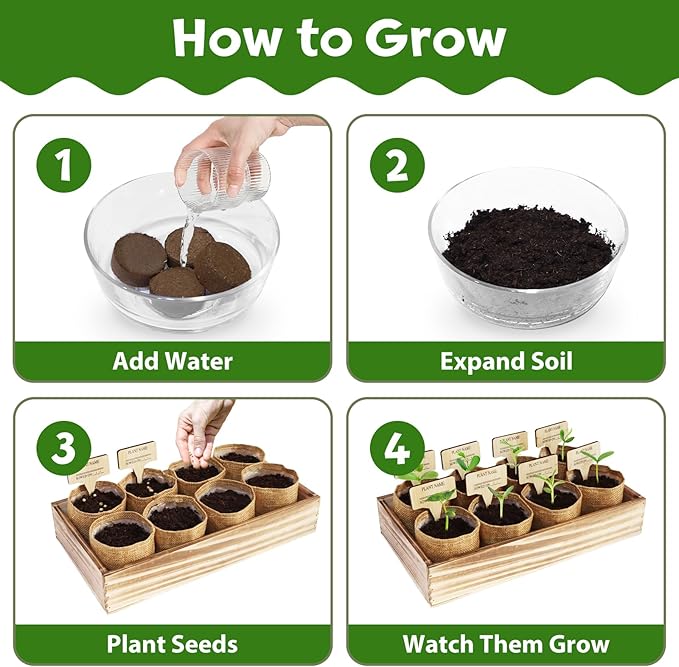 LUOJIBIE 8 Herb Indoor Garden Kit for Beginners, Complete Windowsill Growing Gifts Set with Tools, Mother's Day Gifts for Mom,Unique Christmas Birthday Gifts for Women Men Girls Kitchen Housewarming