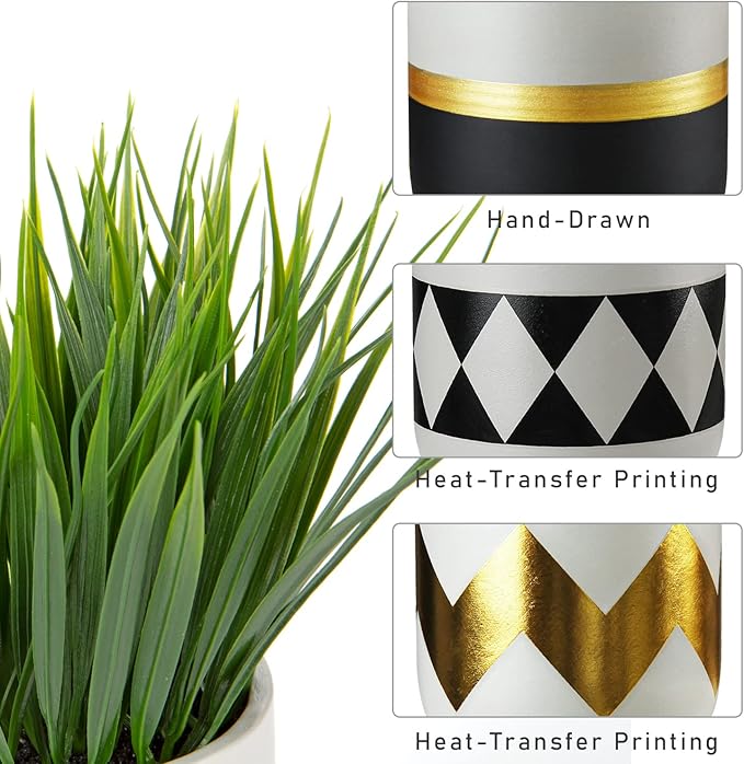 Hollyone Artificial Plants Small Faux Plant Decor 3Pcs Fake Potted Plant Faux Plants in Pots Fake Grass Pot for Home Table Office Desk Room Bathroom House Indoor Decorative Gifts