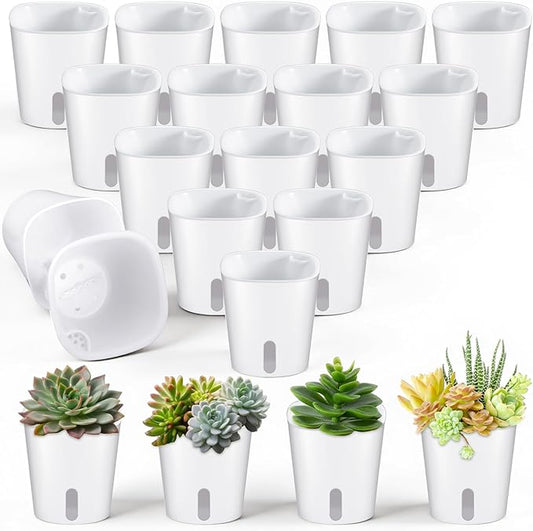 SHENLIU 3" Self Watering Pots, 20 Sets Plastic Self Watering Planters for Indoor Planters with Water Level Indicator and Multiple Vents Perfect for Succulents ﻿House Plants Flowers