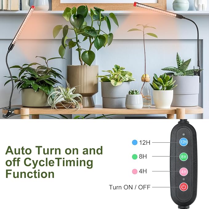 Game Changer! FECiDA 2026 3Pack 9 Watt Power Draw, NO Need Adapter, Clip Grow Lights for Small Indoor Plants, Bonsai, 4/8/12H Timer, Enough Bright Like Sun for Your Plants