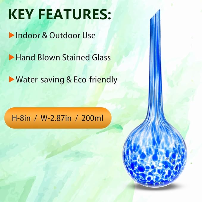Plant Watering Globes Set of 4,Medium Glass Self Watering Globes for Indoor & Outdoor Plants Vacation Plant Care Automatic Watering Bulbs Self Watering Planter Insert