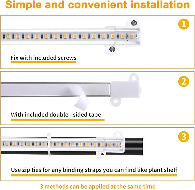 LED Grow Light Strips, Grow Lights for Indoor Plants Full Spectrum 3000K, Plant Light Bar with 3/9/12H Timer, 10 Dimmable Levels for Seedling Succulent,Best Match for Plant Shelf(3 Head×2 Pack)
