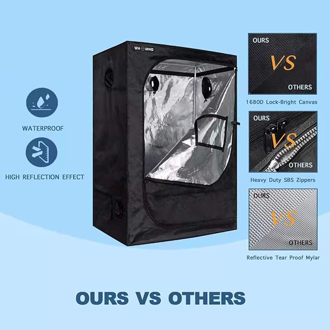 OmniHW Heavy Duty Grow Tent 24" x 48" x 60", 1680D Canvas Reflective Mylar Professional Indoor Growing Tents with Observation Window and Removable Floor Tray for Indoor Hydroponic Plant - 2' x 4'