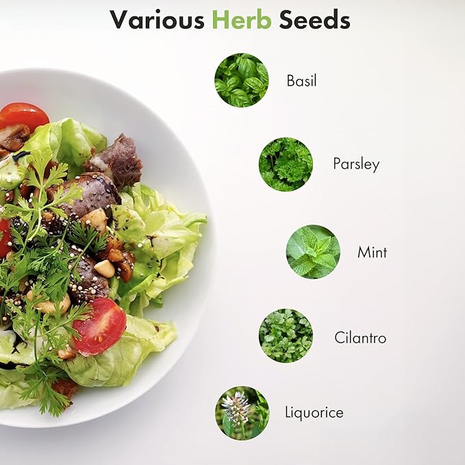 LYKOCLEAN Seeds for iDOO Hydroponics Growing System, 7 Seed pods, 350+ Seeds (Herb, 7-pods)