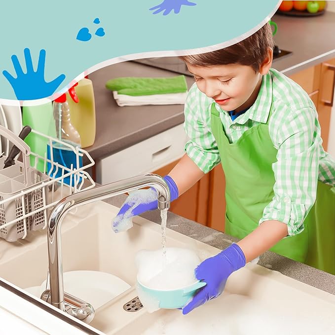Kids Disposable Nitrile Gloves for 4-10 Years, Suitable for Cooking, Gardening, Painting, Powder and Latex Free-100 PCS