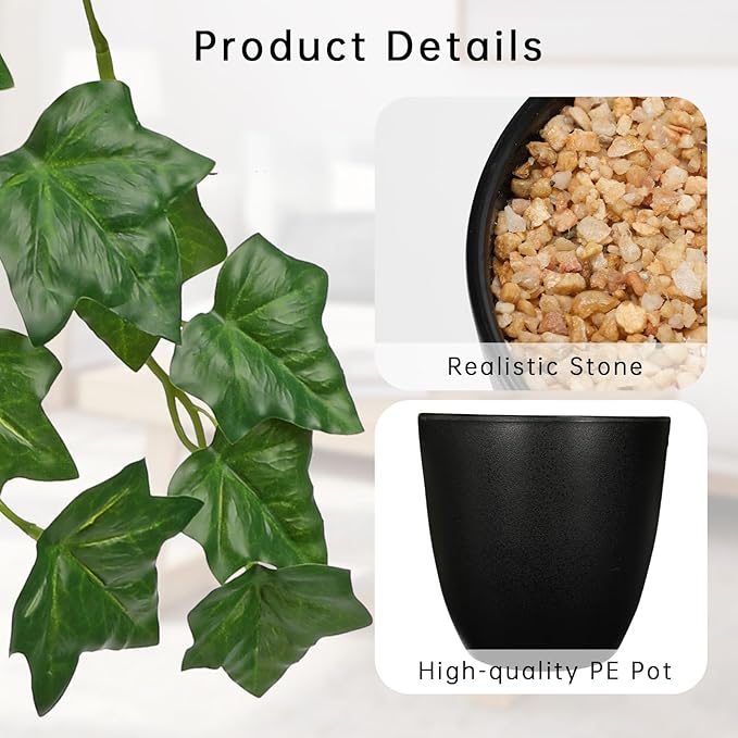 GnFlus Set of 2 Fake Ivy Plant for Home Decor Indoor Silk Artificial Hanging Plant 25" Fake Ivy Vine Faux Ivy Leaves for House Room Indoor Outdoor Home Shelf Office Plant Decor