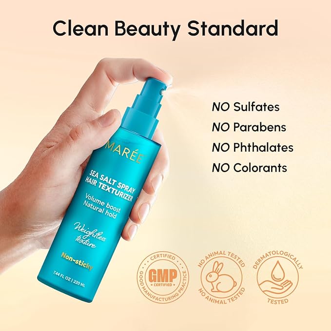 MAREE Texture Spray for Hair Women – Sea Salt Spray with Keratin, Vitamin B5 & Plant Proteins Hairspray – Flexible Hold Non-Sticky Texturizing Spray – Sea Salt Hair Spray Natural Volume & Beach Waves