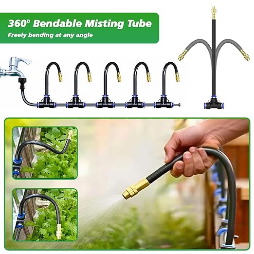 360° Adjustable Drip Irrigation System - Garden Watering System 66FT with 20 Nozzles, Drip Irrigation Kit for Garden, Yard, Lawn, Greenhouse, Plants, 5/16 inch Hose
