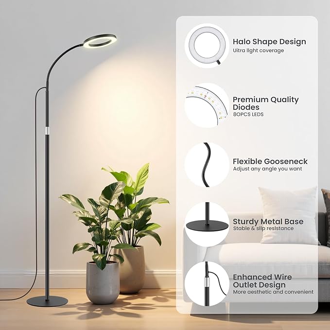 Grow Lights for Indoor Plants, Full Spectrum Plant Grow Light with 3/9/12H Timer, 3 Color Modes, 10 Brightness, Adjustable Growing Lamp for Large Indoor Plants, 17.7-29.5 Inch