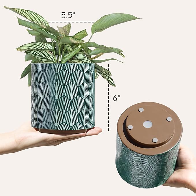GUGUGO Plant Pots Hexagonal Pattern, Boho Modern Planters for Indoor Plants, Unique Decorative Flower Planter Pot with Drainage, Cute Small Succulent Pots, Eclectic Funky Gardening Pot Gifts, White
