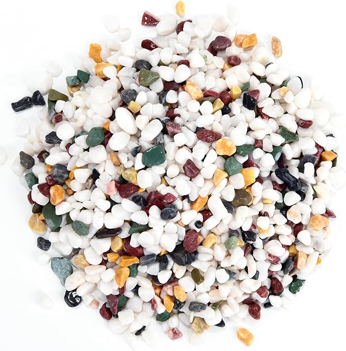 Boniosz 2LB Succulent and Cactus Gravel Pebbles, 1/4 Inch - 1/3 Inch Natural Decorative Polished Stones, River Rocks for Plants, Aquariums, Vases, Terrarium and Outdoor Gardening, 5 Mixed Colors