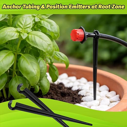 250 Pcs 1/4 Inch Drip Irrigation Fittings Kit, Complete Barbed Connectors Set for 1/4" Tubing - Includes Nozzles, Nozzle Tees, Single Barbs, Couplings, Tees, Elbows, Plugs, Crosses, Stakes