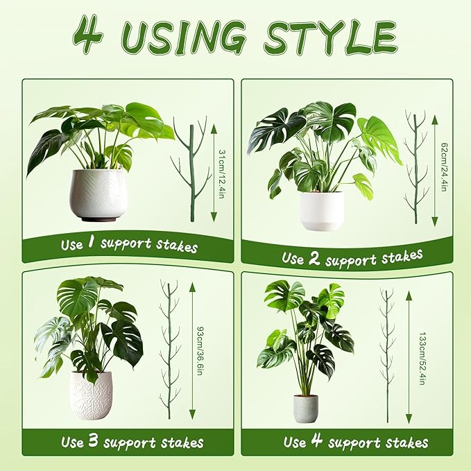 5 Pack Stackable Monstera Support Twig Plant Stakes, Plant Support Stakes for Indoor Outdoor Plants Holder Sticks for Climbing Plants Monstera Pothos Philodendron