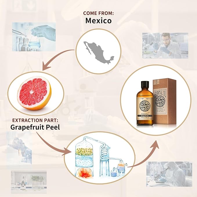 AKARZ 100ml Grapefruit Essential Oil Natural Grapefruit Oil Pure for Candle Making,DIY Skincare Products Massage,Home Spa Relaxation